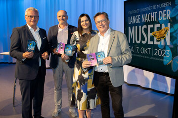 Landeshauptmann-Stellvertreterin Astrid Eisenkopf und ORF-Landesdirektor Werner Herics stellten gemeinsam mit Burg Schlaining-Direktor Norbert Darabos und Eisenstadts Bürgermeister LAbg. Thomas Steiner im ORF Landestudio in Eisenstadt das diesjährige Programm im Burgenland vor
