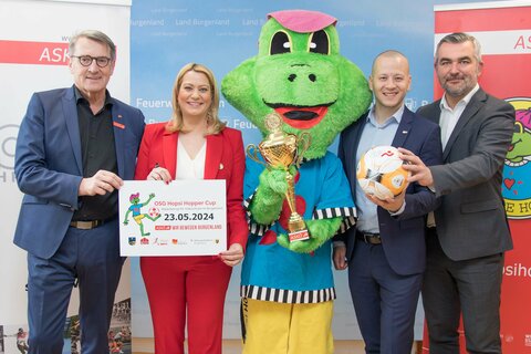 v.l.: OSG-Chef Alfred Kollar, LRin Daniela Winkler, ASKÖ Burgenland-Präs. NR-Abg. Maximilian Köllner, LR Heinrich Dorner