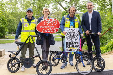 Tobias Monte, Burgenland Extrem, Christine Zopf-Renner, Leiterin der Mobilitätszentrale Burgenland, Michael Oberhauser, Burgenland Extrem und Landesrat Heinrich Dorner