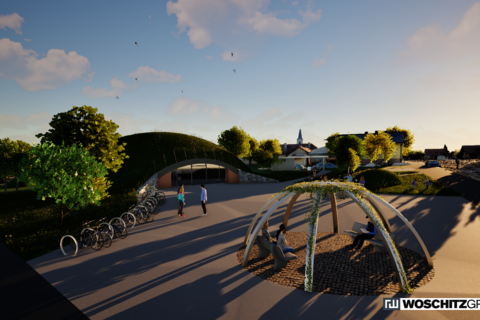 Schaubilder zur Betonkuppe des multimedialen Schauraums.