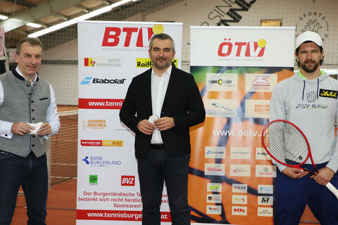 BTV-Präsident Günter Kurz, LR Heinrich Dorner, ÖTV-Sportdirektor Jürgen Melzer