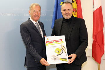 Landeshauptmann Hans Peter Doskozil und Wirtschaftskammerpräsident Peter Nemeth präsentierten die Details zum Handwerkerbonus 2020