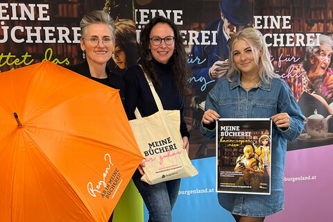 veline Rabold, Mag.a Silke Rois, 1. Vorsitzende der Bibliotheken Burgenland und Nina Weiss, Abt. 7 Amt der Bgld. Landesregierung, Bibliotheksservice