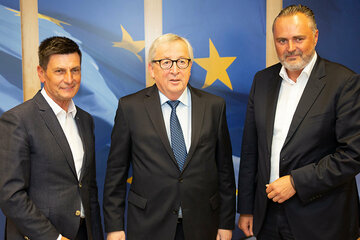 Landesrat Christian Illedits, EU-Kommissionspräsident Jean-Claude Juncker, Landeshauptmann Hans Peter Doskozil