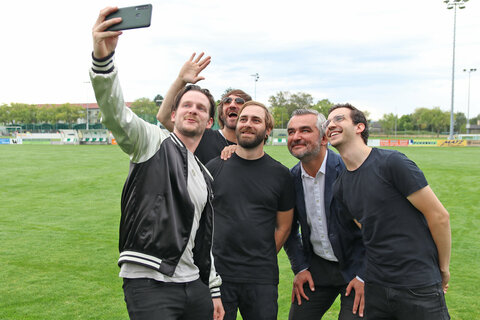 Selfie mit der Tour-Begleitband „The Blamphins“