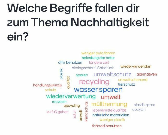 Mentimeter Wortwolke zum Thema Nachhaltigkeit