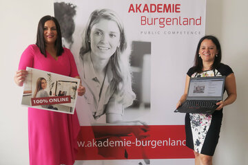 Gemeindereferentin Landeshauptmannstellvertreterin Astrid Eisenkopf mit Akademie Burgenland-Geschäftsführerin Bettina Frank