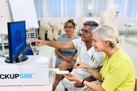 Prof. Dr. Kazem Nouri, Leiter des Instituts Kinderwunsch Burgenland, beim Simulationstraining für die Eizellenentnahme.
