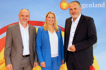 Bildungsdirektor Mag. Heinz Josef Zitz, Landesrätin Mag.a (FH) Daniela Winkler und Landeshauptmann Mag. Hans Peter Doskozil.