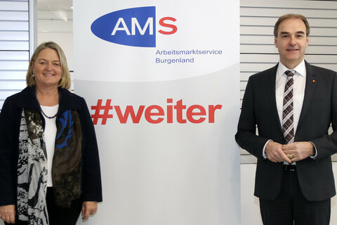 Arbeitsmarktlandesrat Dr. Leonhard Schneemann und AMS-Landesgeschäftsführerin Mag.a Helene Sengstbratl: Das Land Burgenland fördert gemeinsam mit dem AMS 50 Arbeitsplätze für Langzeitarbeitslose über 50 Jahren