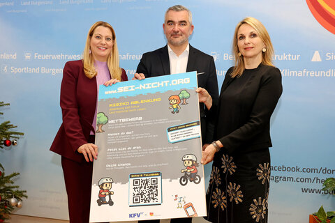 landesrätin Winkler und Landesrat Dorner präsentieren die neue kampagne Sei nicht oag vom KFV