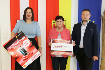 v.l. LH-Stv.in Mag.a Astrid Eisenkopf, Waltraud Höfler aus Pinkafeld, Florian Hofstetter, Administrator des Burgenländischen Ökoenergiefonds (BÖF)