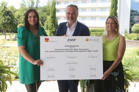 LH-Stv.in Astrid Eisenkopf, LH Hans Peter Doskozil und LRin Daniela Winkler