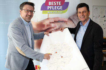 Bgm. Jürgen Karall und Soziallandesrat Christian Illedits präsentierten die Ausbaupläne für Pflege und Betreuung in der Versorgungsregion Oberpullendorf