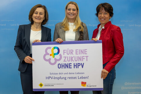 Andrea Konrath, Geschäftsführerin Krebshilfe Burgenland, Landesrätin Daniela Winkler und Dr.in Michaela Klein, Präsidentin der Krebshilfe Burgenland