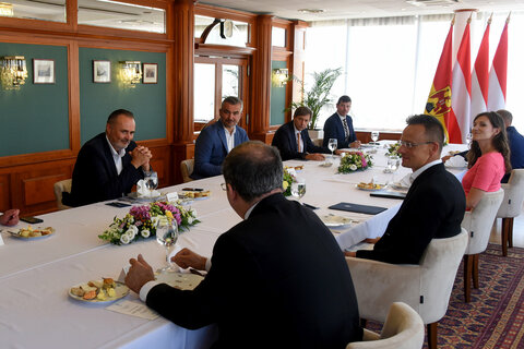 Landeshauptmann Hans Peter Doskozil mit Péter Szijjártó und Landesrat Heinrich Dorner