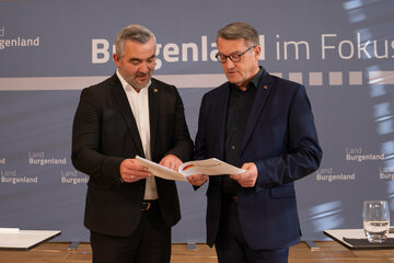 Landesrat Heinrich Dorner und OSG-Chef und GBV-Landesgruppenobmann Alfred Kollar präsentierten Details zur Verlängerung des Burgenländischen Wohnkostendeckels.