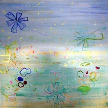 Doris Mayer, Extended Mind, Das Große Flirren, Acryl, 3-teilig, Teil 1