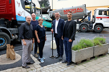 Baudirektor Wolfgang Heckenast, Projektleiter Peter Exel (Baudirektion), Bürgermeisterin LAbg. Claudia Schlager (Mattersburg), Infrastrukturlandesrat Heinrich Dorner und Amtsleiter-Stellvertreter Dominik Schmidt (Mattersburg), von links nach rechts