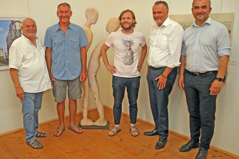 Landeshauptmann Hans Peter Doskozil und Landesrat Heinrich Dorner mit Harro Pirch, Daniel Bucur und Florian Lang