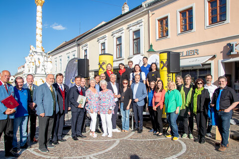 Landesrat Dr. Leonhard Schneemann, Chorverband-Burgenland-Präsident Gerhard Bauer und Eisenstadts Bürgermeister LAbg. Mag. Thomas Steiner bei der dritten „Langen Nacht der Chöre“.