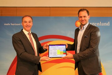 Landesrat Dr. Leonhard Schneemann und der Geschäftsführer der SDB (Soziale Dienste Burgenland GmbH), Dr. Johannes Zsifkovits, stellten anlässlich des Internationalen Palliativ- und Hospiztages 2021 das Angebot für Betroffene im Burgenland vor;