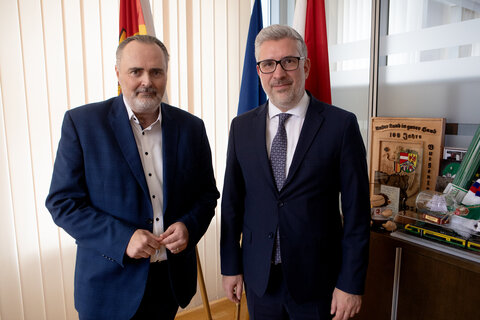 Landeshauptmann Hans Peter Doskozil begrüßte den Botschafter der Republik Slowenien, Marko Štucin, im Landhaus in Eisenstadt.
