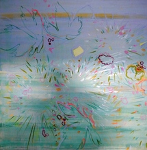 Doris Mayer, Extended Mind, Das Große Flirren, Acryl, 3-teilig; Teil 3