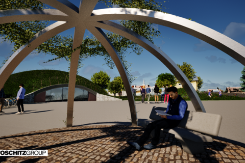 Schaubilder zur Betonkuppe des multimedialen Schauraums.