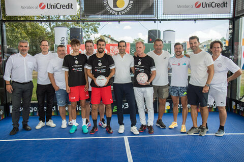 Landesrat Mag. Heinrich Dorner beim Padbol Nations Cup auf Burgenlands erstem Padbol-Court auf dem Gelände der Burgenland Energie.