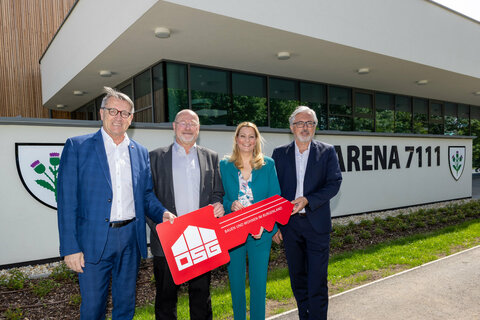 OSG-Geschäftsführer Alfred Kollar Bürgermeister Wolfgang Kovacs, Landesrätin Daniela Winkler und Vizebürgermeister Wolfgang Daniel.