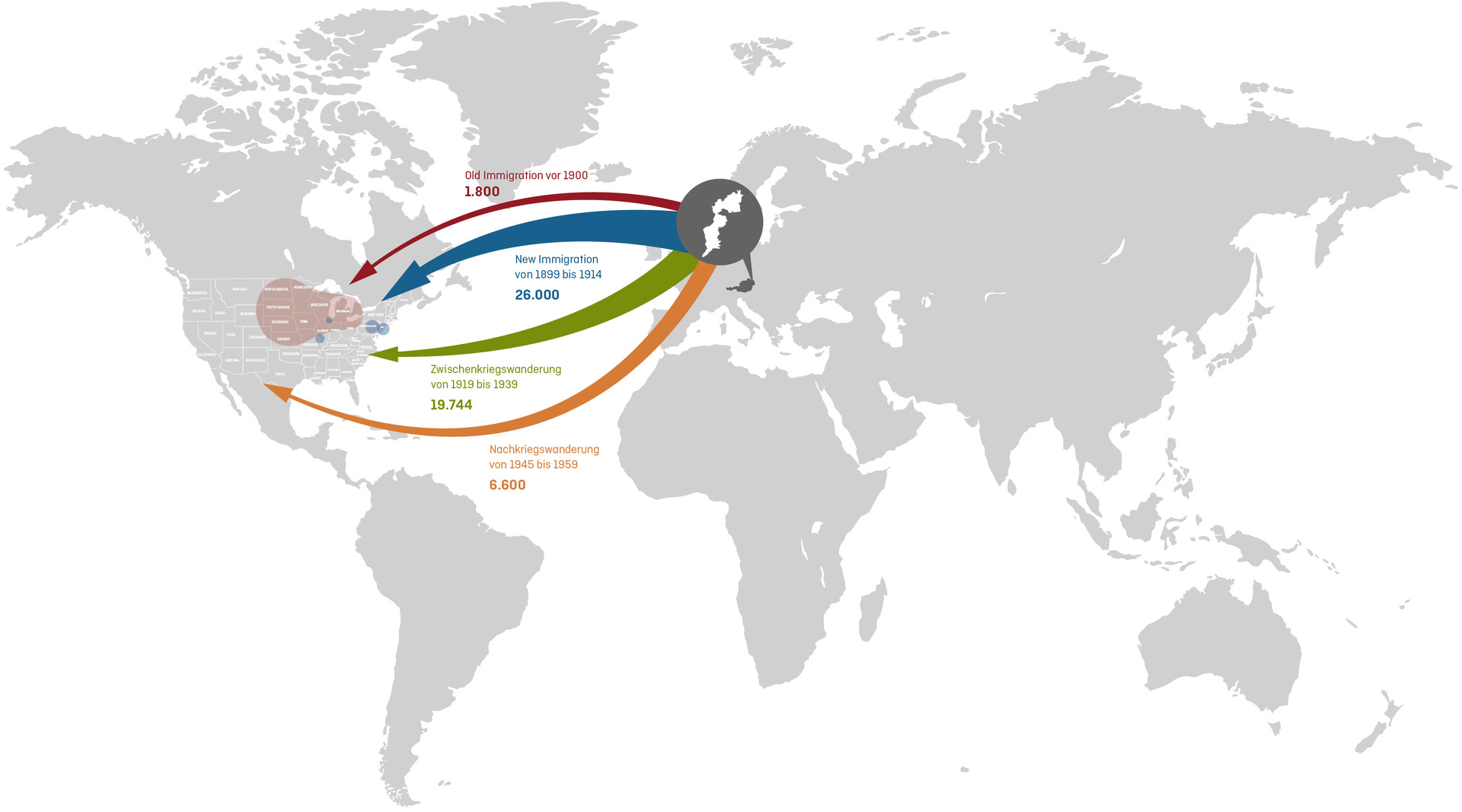 Karte der Amerikawanderung