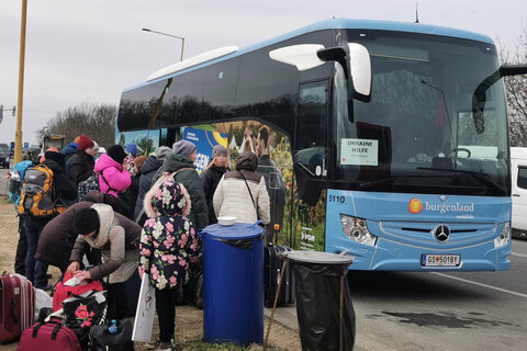 Bei der Abfahrt an der ukrainischen Grenze