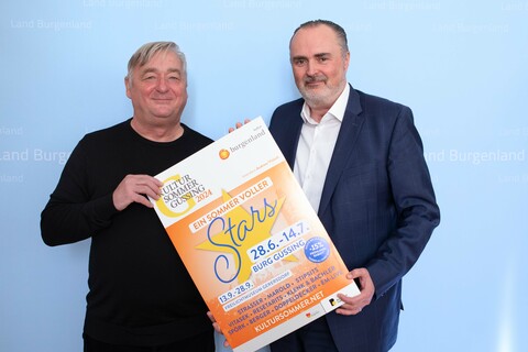 Landeshauptmann Hans Peter Doskozil präsentierte mit Intendant Andreas Vitásek das Programm von Kultur Sommer Güssing 2024