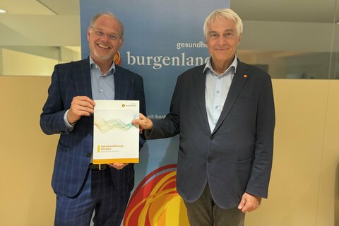 Die beiden Geschäftsführer der Gesundheit Burgenland Mag. Franz Öller, MBA, MPH (li.) und Univ.-Prof. Dr. Stephan Kriwanek