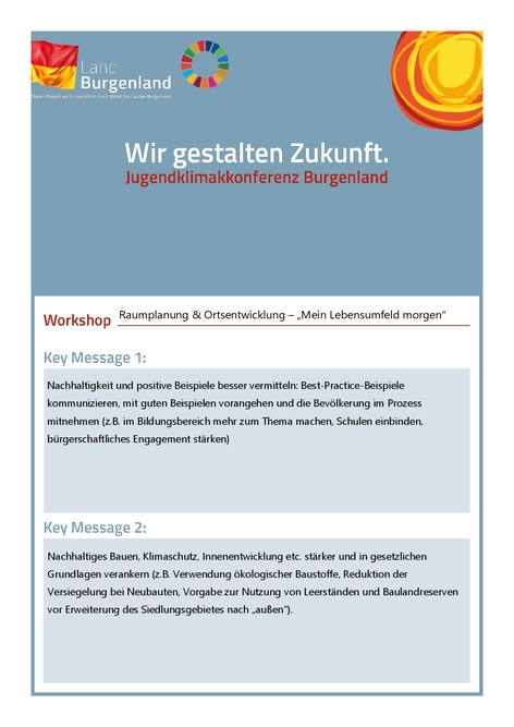 Key Messages WS Lebensumfeld morgen