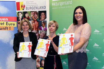 Landeshauptmannstellvertreterin Astrid Eisenkopf, Elke Szalai von der FH Burgenland und Karina Ringhofer vom Frauenreferat präsentierten den neuen Frauenbericht