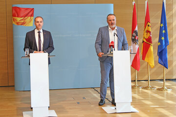 Landeshauptmann Hans Peter Doskozil und Landesrat Leonhard Schneemann präsentierten den ersten Transparenzbericht zum Corona-Maßnahmenpaket des Landes.