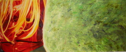 SAUER Birgit – „Hello Spaceboy“, 2012, Öl/Lw, 80x220 cm