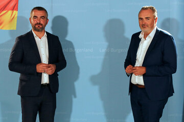 Landeshauptmann Hans Peter Doskozil gemeinsam mit Infrastrukturlandesrat Heinrich Dorner.