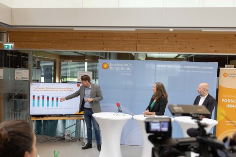 Projektleiter Marcus Hofmann, Forschung Burgenland, erläutert Details zum neuen Berechnungstool für Treibhausgasemissionen.