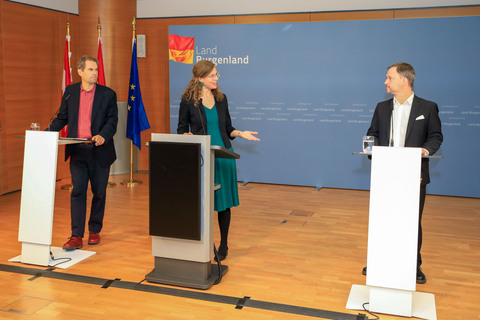 Landeshauptmann-Stellvertreterin Anja Haider-Wallner informierte mit den Klubobleuten Roland Fürst und Wolfgang Spitzmüller über Gesetzesinitiativen zum beschleunigten Ausbau erneuerbarer Energien