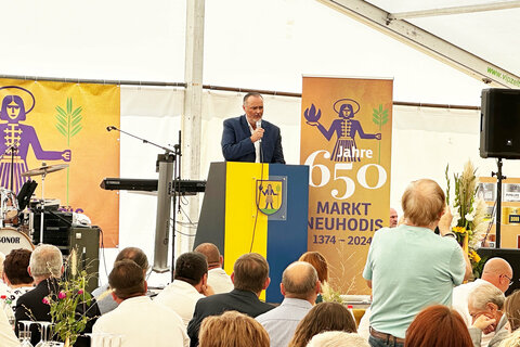 Landeshauptmann Hans Peter Doskozil bei seiner Rede anlässlich der Jubiläumsfeier.