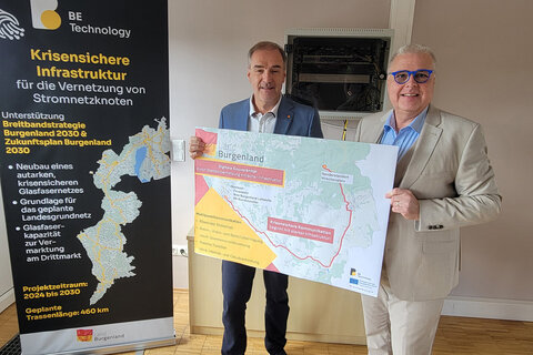 Landesrat Dr. Leonhard Schneemann und Breitbandkoordinator Burgenland DI Georg Podebradsky, MBA (v.l.)