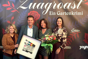 Landtagspräsidentin Astrid Eisenkopf (r.) mit Martina Parker (2.v.r.) sowie KBB-Geschäftsführerin Claudia Priber (l., Kulturbetriebe Burgenland) und Burgenland Tourismus-Geschäftsführer Didi Tunkel (2.v.l.).