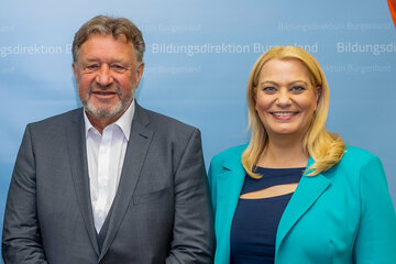 Porträtaufnahme Landesrätin Mag.a (FH) Daniela Winkler und Bildungsdirektor HR OSR Alfred Lehner, BEd MA