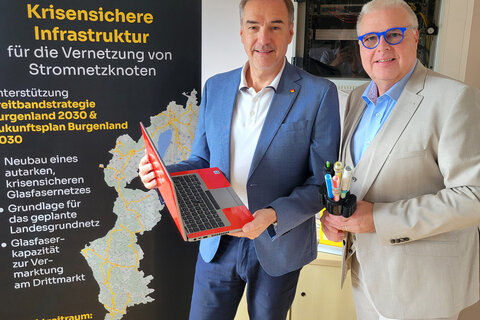 Landesrat Dr. Leonhard Schneemann und Breitbandkoordinator Burgenland DI Georg Podebradsky, MBA (v.l.)