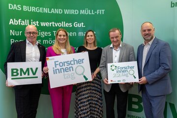 Georg Rosner (Vizeobmann BMV), Bildungslandesrätin Daniela Winkler, Sandra Glatz (Leitung ÖA BMV), Michael Lampel (Obmann BMV), Thomas Schlögl (GF BMV).