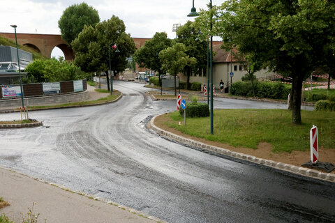 Bauarbeiten am Kreisverkehr an der Michael Koch Straße – Feldgasse – Wedekindgasse