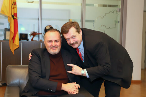 Landeshauptmann Hans Peter Doskozil und Physiker Werner Gruber